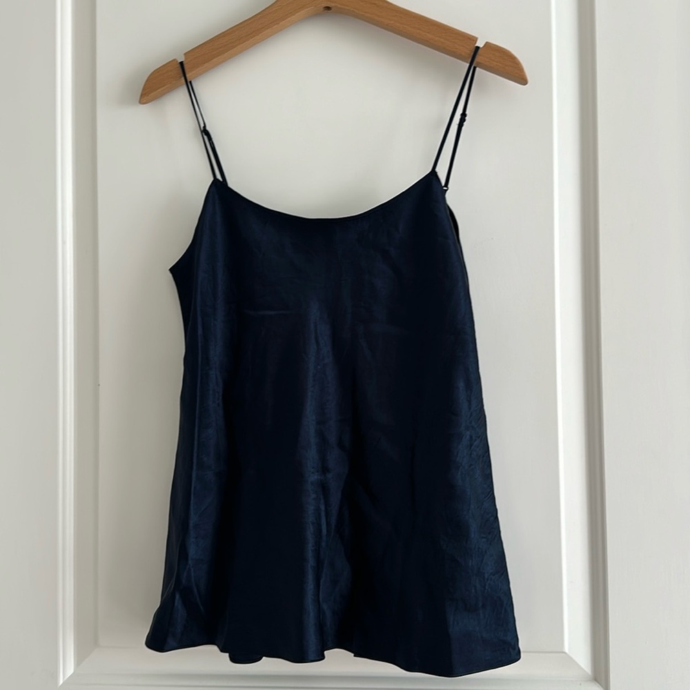 Vince - Satin Scoop-Nevk Cami Camisole - Costal Blue -M - NEW without Tag